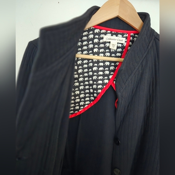 Coldwater Creek black quilted button-up blazer jacket | size 14 - Picture 4 of 7